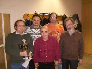 Siegertypen: 1.FM Voropaev, 3. Schlesinger, 2. IM Solonar, TL Rolf Schnell, 4.Issermann 